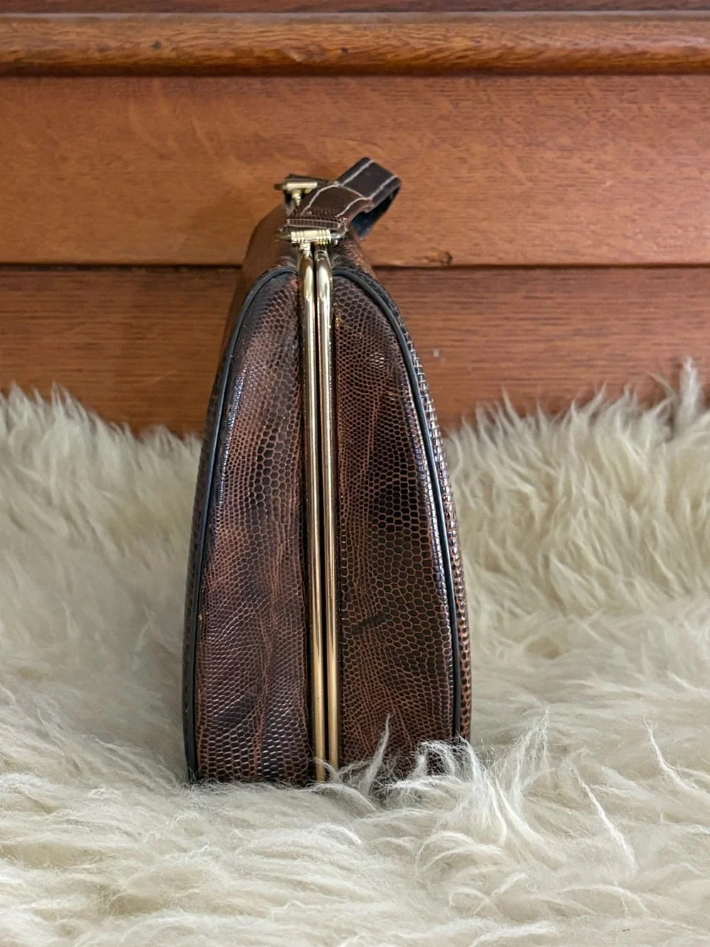 Vintage 50’s Authentic Tegu Lizard Skin Satchel Bag